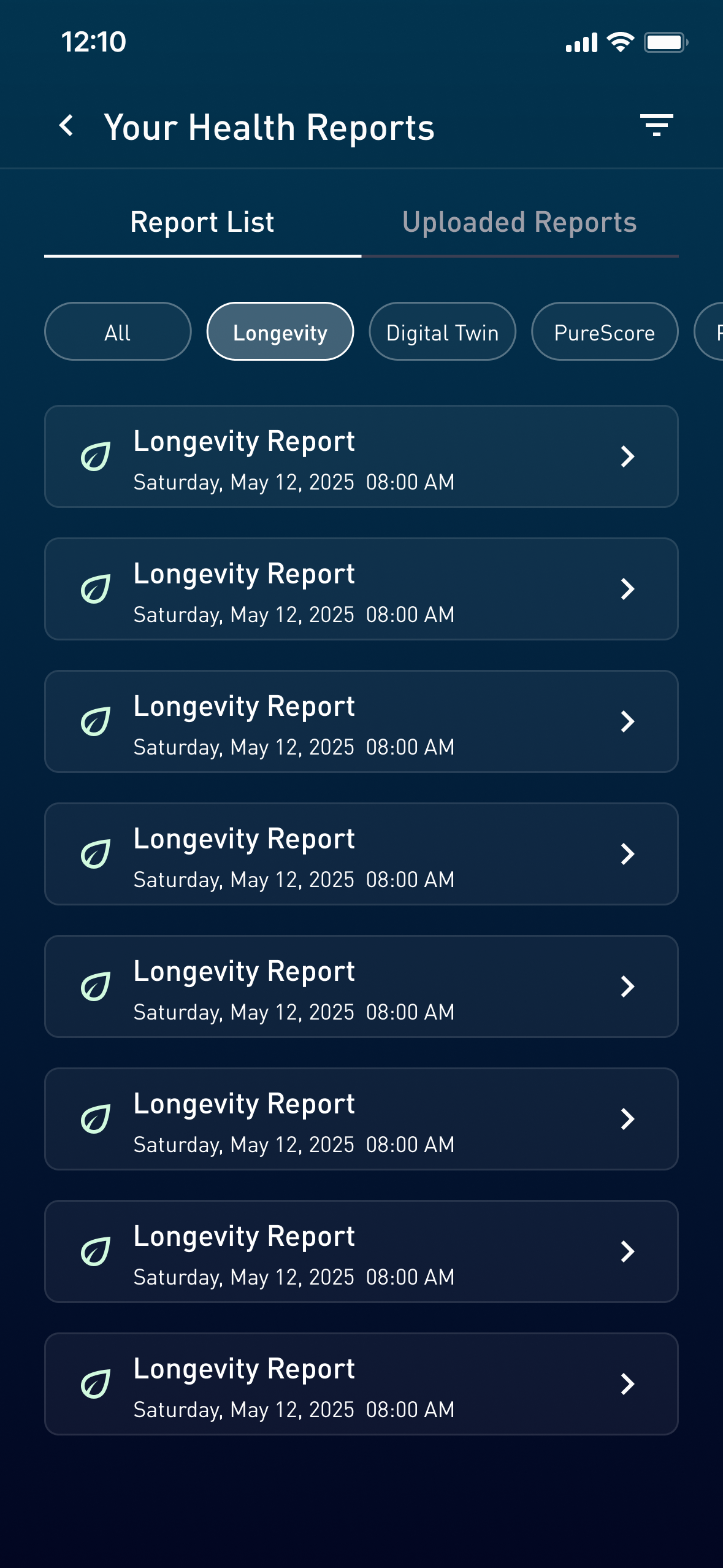 Old Pura Health UI - Screen 2